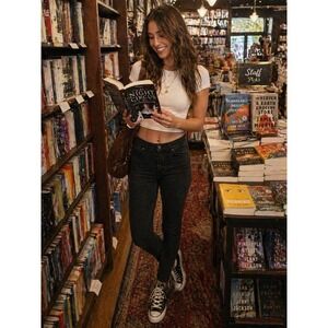 Seven7 Black Skinny Jeans Womens Size 10 Stretch Mid Rise Denim Slim Tummyless